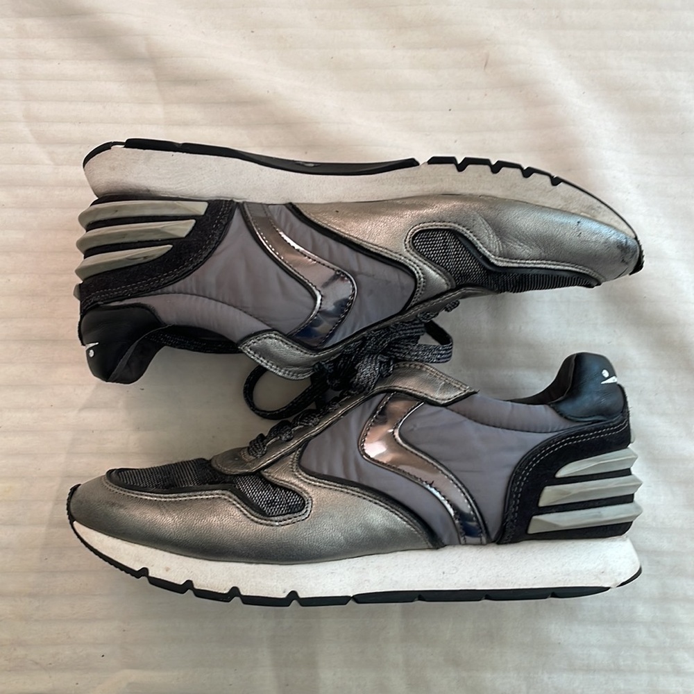 Voile Blanche leather nylon textile sneakers black silver Size 37 US 7 - Picture 4 of 16